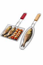 BBQ Grill Basket Fish Grill Cage Locking Meat Vegetable BBQ Rack Locking Baskets