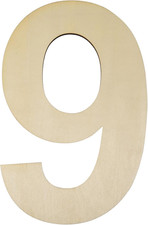 17 Inch Large Wooden Number 9, 1/4 Inch Thick Unfinished Blank Wood Number Slice