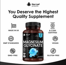 Magnesium Glycinate Capsules High Strength 1040mg Fatigue Bone Health 120 caps 0.13 per thousand milligrams
