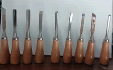 9 Vintage Wood Carving Chisels Vintage. All Wood Handles. 5.5 Inches Tall