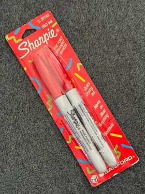 Vintage 1993 Sanford SHARPIE Fine Point Permanent Markers 2-Pack RED 30163 NOS