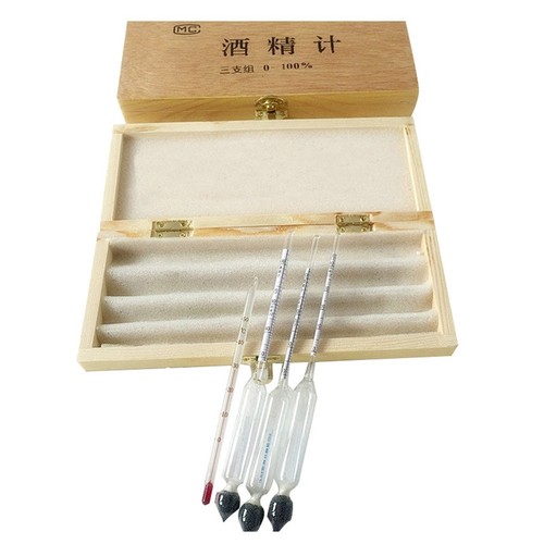 Komplettes Baijiu Testset Alkoholmessgerät mit Thermometer in Holzbox