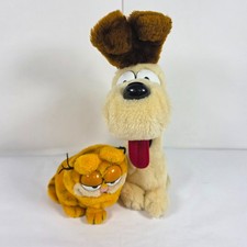 Vintage 6" Garfield 1981 13" Odie 1983 Plush Dog / Cat Set Lot By Dakin Toys
