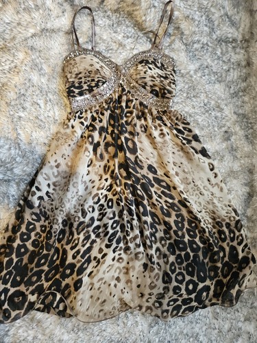 Sequin Mini Prom Party Wedding Dress Animal Print - Picture 1 of 6
