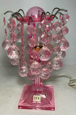 Vintage 1980s Disney Princess Pink Lucite Lamp 10.5 in.