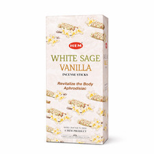 Incense Sticks HEM White Sage Vanilla 120ct 6 Pack Box Hand-Rolled in India