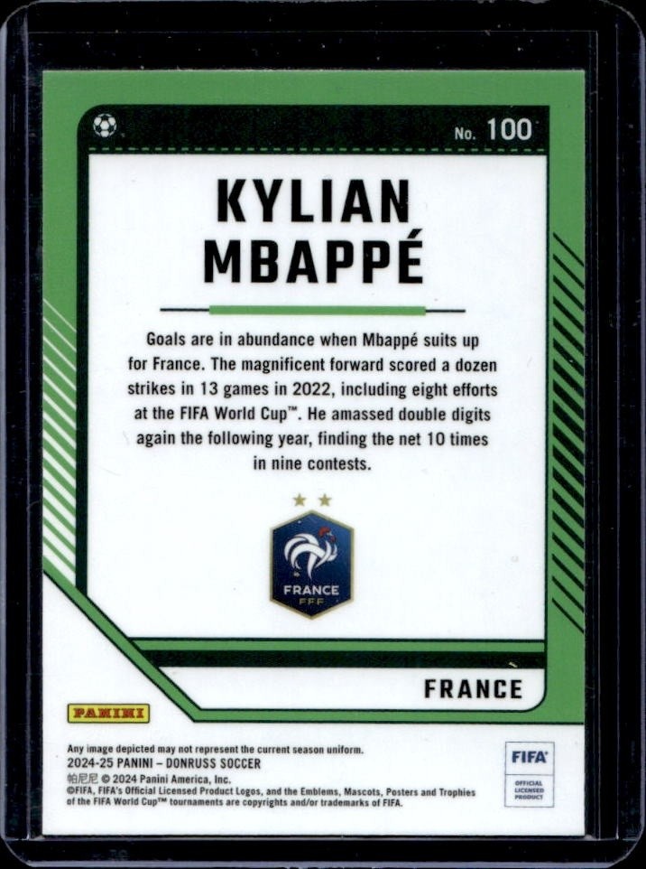 2024-25 Panini Donruss Kylian Mbappe Optic #100 France view 2
