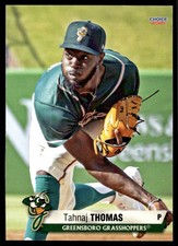 2021 Tahnaj Thomas Choice Minor League Rookie Card Greensboro Grasshoppers #30