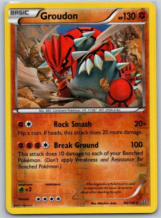 Groudon 84/160 Rare Primal Clash Pokemon Reverse Holo Near Mint
