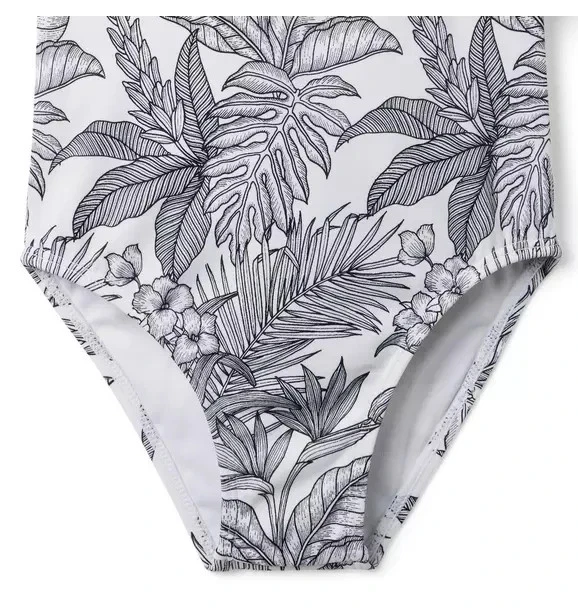 Traje de baño de una pieza con volantes de palma negro/blanco Janie and Jack L105304 para niñas talla 5 Foto 4 de 4