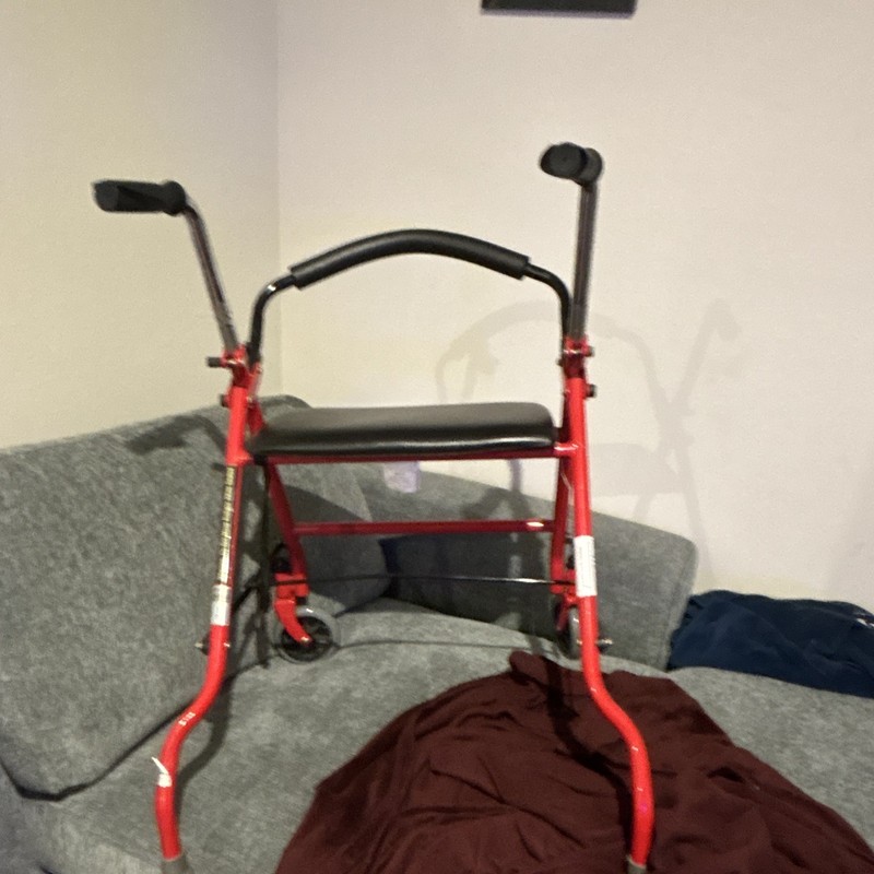 Drive 2-Wheel Rollator Walker w/ Seat, Adjustable Handles, Red, Indoor