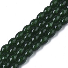 50 Crackle Glass Beads 8mm Dark Green Oval Bulk Jewelry Supplies Wholesale