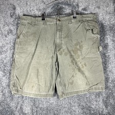 Carhartt Shorts Mens 44 Green Cargo Canvas Stretch Pockets Belted 10 Inseam