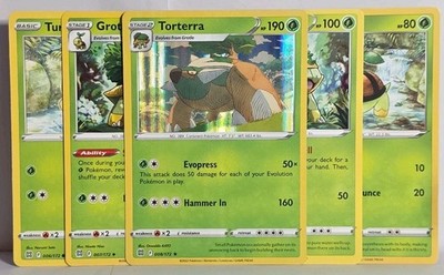 Torterra (Holo Rare) Complete Evolution Playset 5 Card Lot Brilliant Stars LP-NM