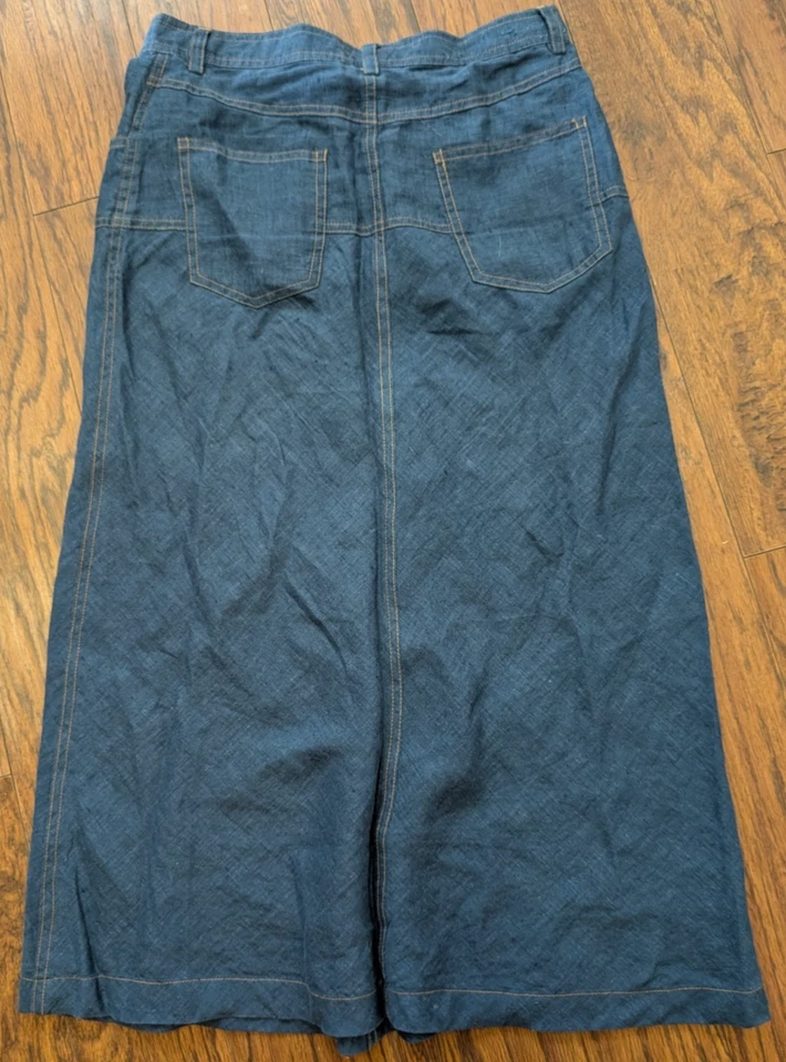 Falda de lino Putomayo para damas talla 4 parece denim con bolsillos clásica Foto 2 de 3