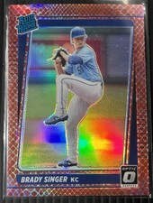 2021 Panini Donruss Optic - Rated Rookie Brady Singer Red Dragon Prizm /110 (RC)