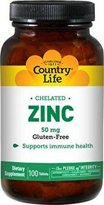 Country Life Chelated Zinc 50 mg - Certified Gluten-Free and Vegan Immune Zinc s