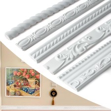 Flexible White PVC Wall Molding Trim Self-Adhesive, 0.47IN 0.28IN, 10FT