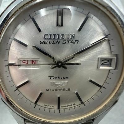 Citizen Seven Star Deluxe Watch Men 34mm Silver Dial Silver Tone