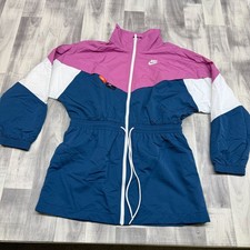   Womens S Nike Icon Clash Track Jacket Windbreaker Colorblock Drawstring Waist