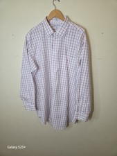 PAUL FREDRICK Dress Shirt Mens 18-36 Long Sleeve 2 Ply Cotton Button White