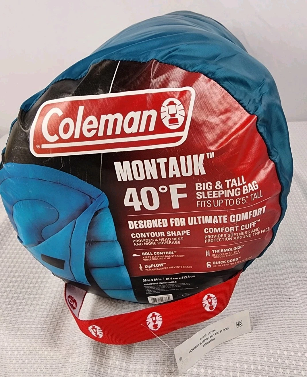 Coleman Montauk 40°F Big & Tall Blue Sleeping Bag Roll Control ZipPlow 36"×84"
Opens in a new window
