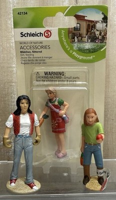 Schleich FARM Girl Feeding Apple Carrots Stable Worker RETIRED Figure Lot of 3