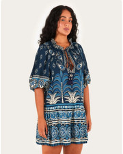 Farm Rio Blue White Floral Short Paisley Petite Dress XXS