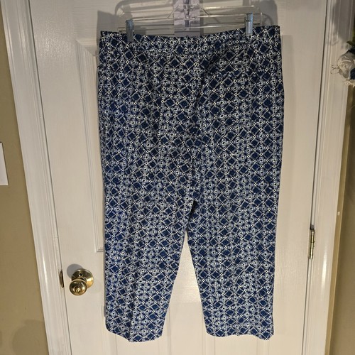 Jones New York Signature Women's Blue White Print Stretch Pants Womens Size 16 - Picture 3 of 5
