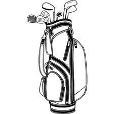 'Golf Bag Filled with Irons and Woods' Unmounted Rubber Stamp (RS048009)