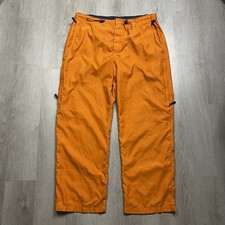 Vintage Old Navy Parachute Utility Pants Mens XL Orange Baggy Y2K 00s Adjustable