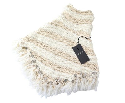 SCOTCH & SODA Ams Couture Damen Schal OS beige gestreift Strick Quasten Pull On *