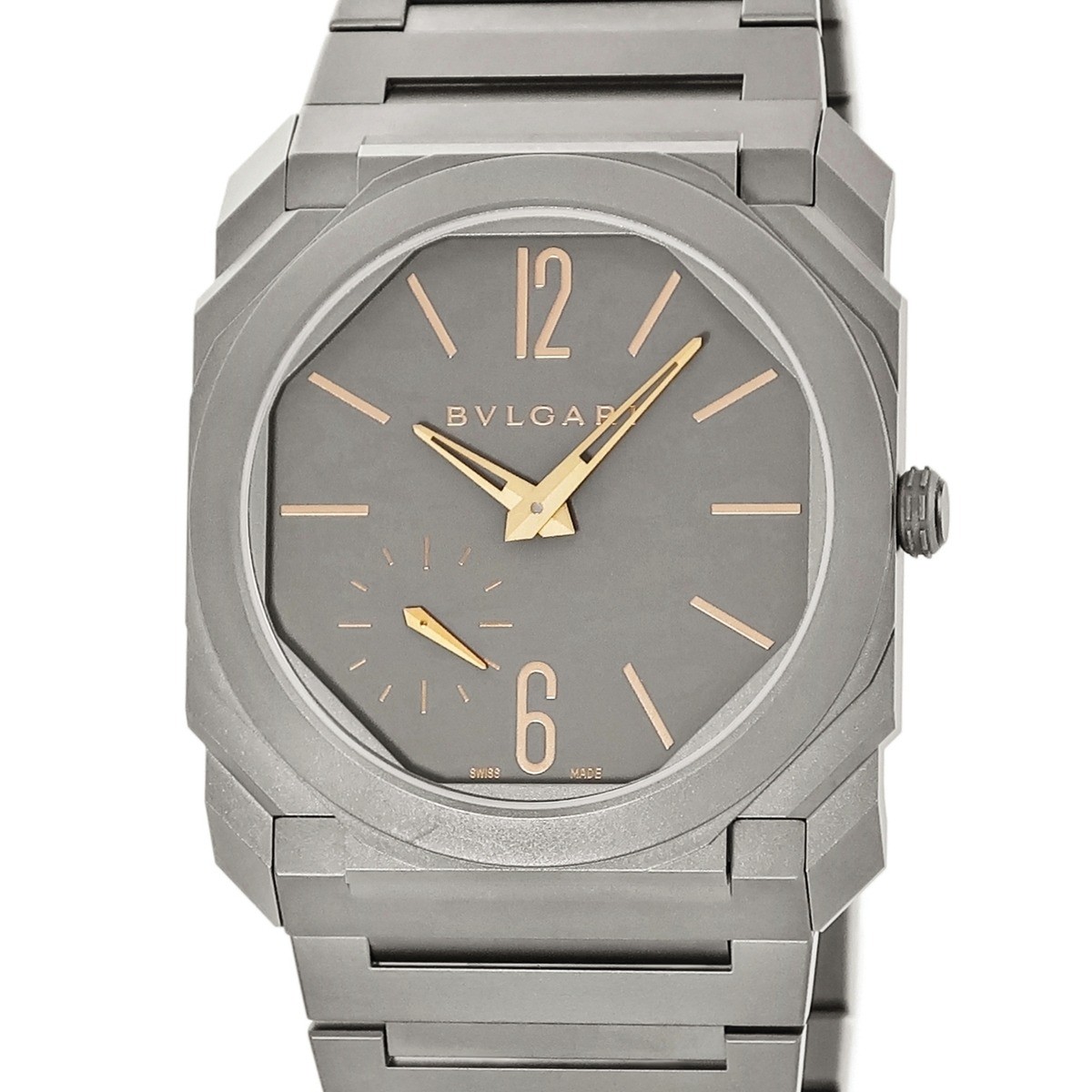 BVLGARI Octo Finissimo 103137 BGO40TXT Overhauled Grey Titanium Small Seco