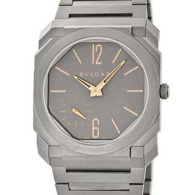 BVLGARI Octo Finissimo 103137 BGO40TXT Overhauled Grey Titanium Small Seco