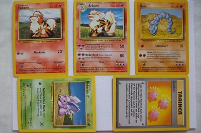 5 Pokemon Karten Deutsch - Fukano Arkani Nidoran Onix Trainer - 1999 - s. Bild