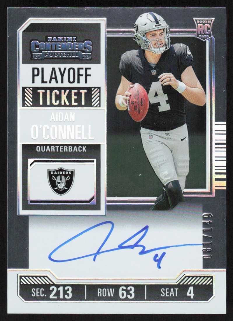 2023 PANINI CONTENDERS PLAYOFF TICKET AUTOGRAPHS AIDAN O'CONNELL RC AUTO 081/149