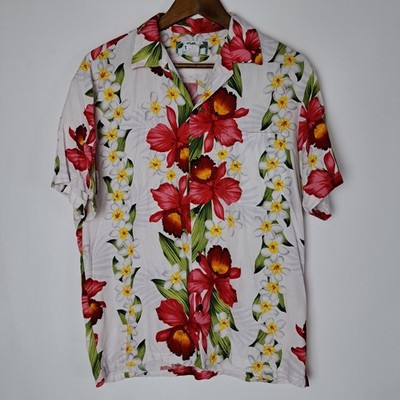 Vintage Two Palms Hawaiian Shirt Mens Medium 100%-Rayon Button Up S/S Floral