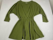 Free People Beach Santa Maria Mini Dress Dolman Sleeve Draped Fit & Flare Green