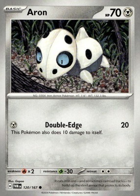 Aron 120/167 Common Twilight Masquerade Pokemon Lightly Played