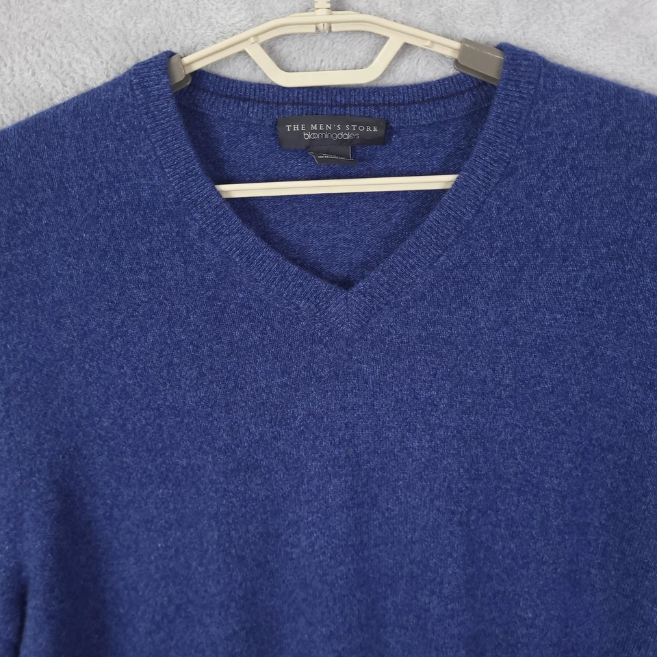 Мужской свитер Bloomingdale's Store размер XL синий кашемировый пуловер с V-образным вырезом - Изображение 3 из 4