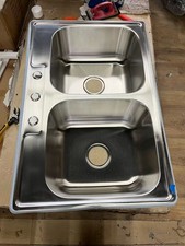 33x22 Drop In Topmount Double Bowl Kitchen Sink 18 Gauge Stainless Steel Sink