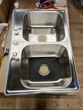 33x22 Drop In Topmount Double Bowl Kitchen Sink 18 Gauge Stainless Steel Sink