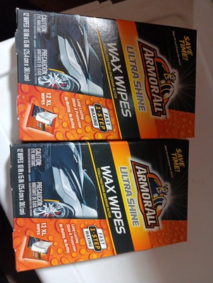 #ad Lot Of 2 Armor All Ultra Shine Wax Wipes Fast Waxing Long Lasting 12 Wipes New $35.00