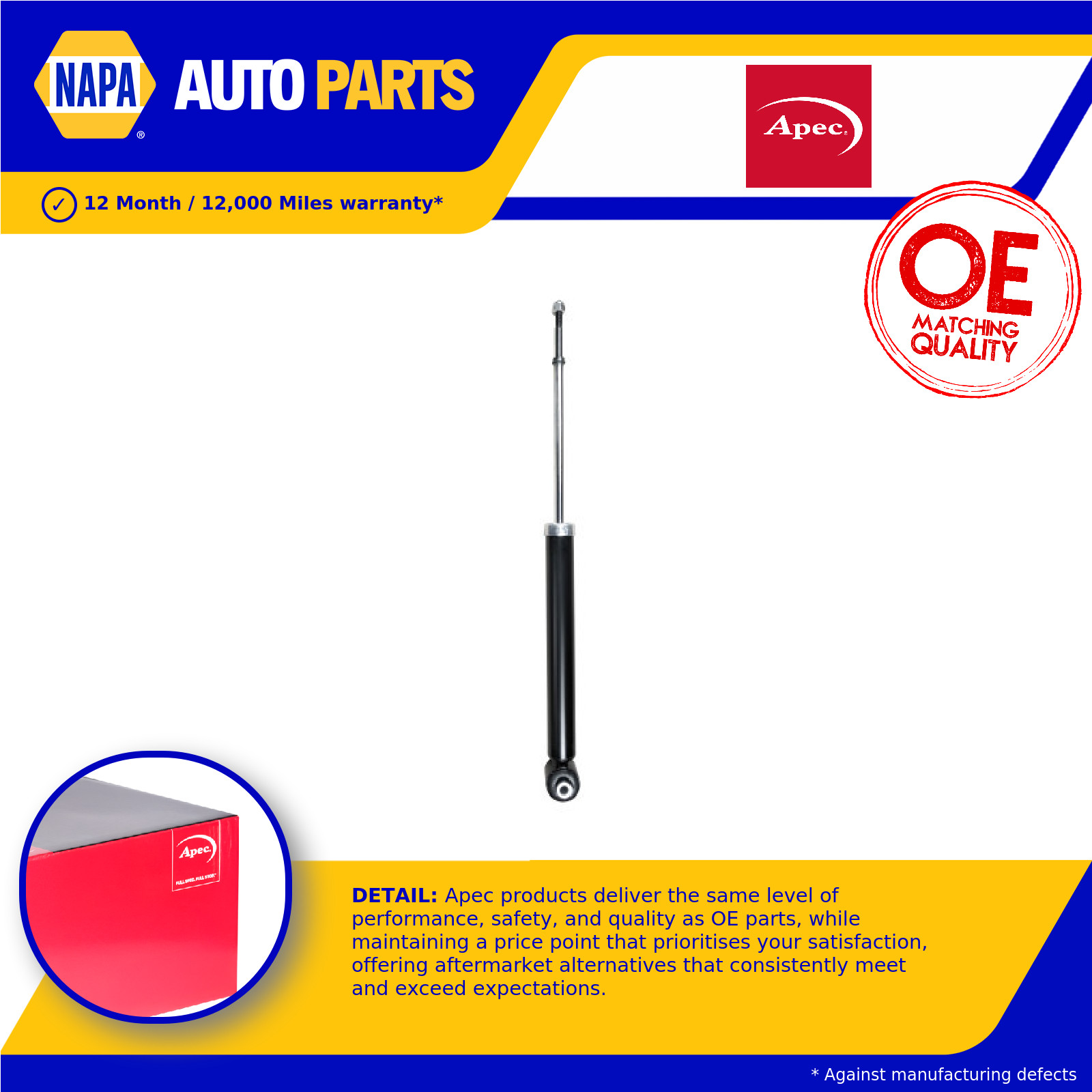 2x Shock Absorbers (Pair) Rear ASA1906 Apec Damper Genuine Quality Guaranteed