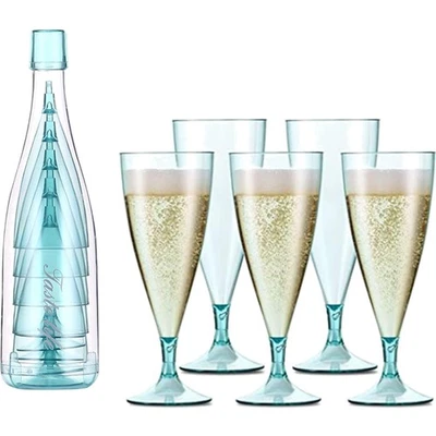 Weingläser Kunststoff To Go 5er Set Tragbare Sektgläser Blau