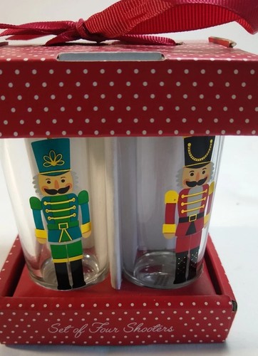 KIRKLANDS HOME Nutcracker Shot Glasses 3" Shooters Christmas Barware NIP 4 Glass - Picture 9 of 10