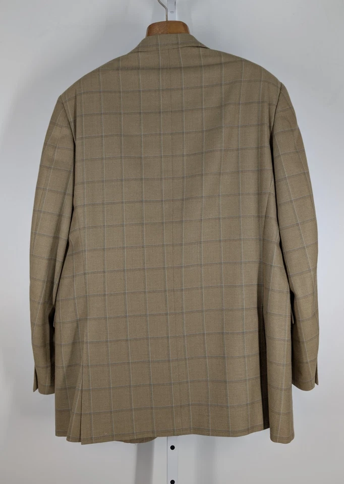Burberry London Brown Windowpane Check Silk Wool Blazer Jacket 44 Long - Image 2 of 4