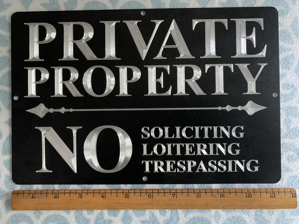 Engraved Private Property No Soliciting Trespassing Metal 11.5x7.5 ...