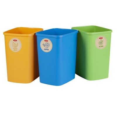 3x Müllcontainer 10/25 L Jeder Recycling-System ohne Deckel aus Kunststoff