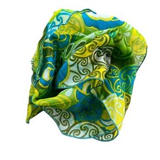 Vintage Floral Geometric Scarf Lightweight Rectangle Green Boho Neck Wrap